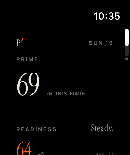 Prime on Apple Watch — Strong. 87% Prime